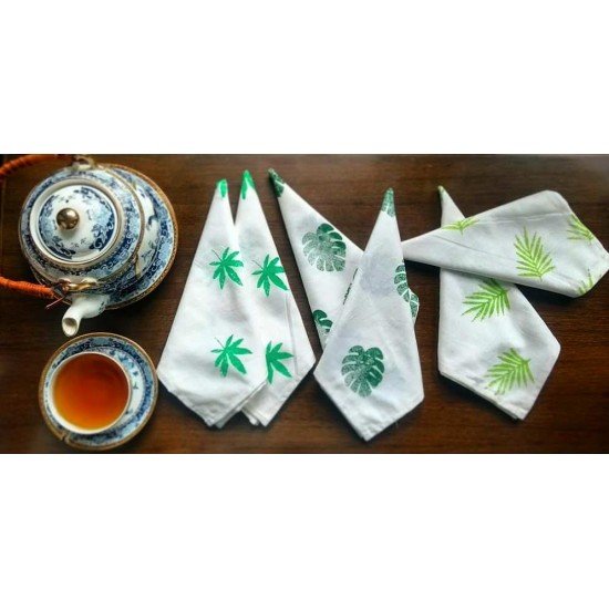 Palm Leaf Block Printed Napkin(Set of 6)