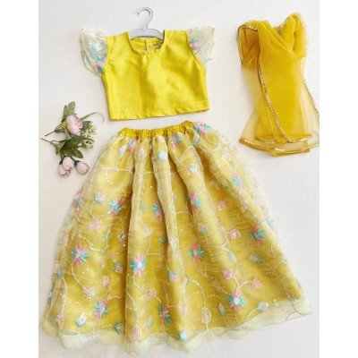 Yellow Embroidered Ghagra Choli with Dupatta Yellow Embroidered Ghagra Choli with Dupatta