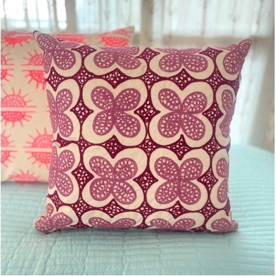 Purple Flower Embroidered Cushion  Purple Flower Embroidered Cushion