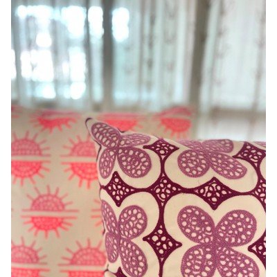 Purple Flower Embroidered Cushion  Purple Flower Embroidered Cushion
