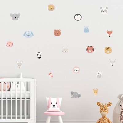 Animal Faces Wall Decal Animal Faces Wall Decal