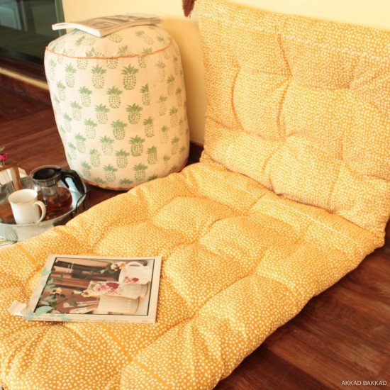 Mustard White Polka Floor Bed