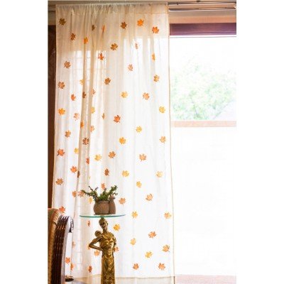 Spring Maple Leaf Block Printed Curtain Spring Maple Leaf Block Printed Curtain