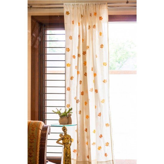 Spring Maple Leaf Block Printed Curtain