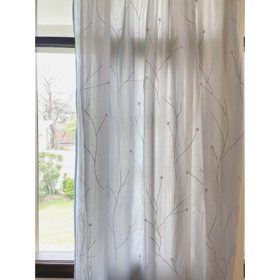 Embroidered Zari Flower Curtain