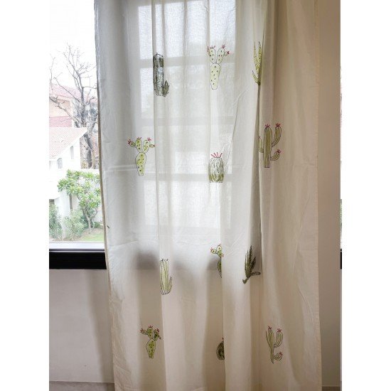 Embroidered Cactus Curtain Embroidered Cactus Curtain