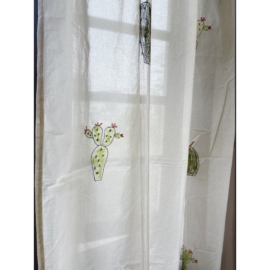 Embroidered Cactus Curtain Embroidered Cactus Curtain