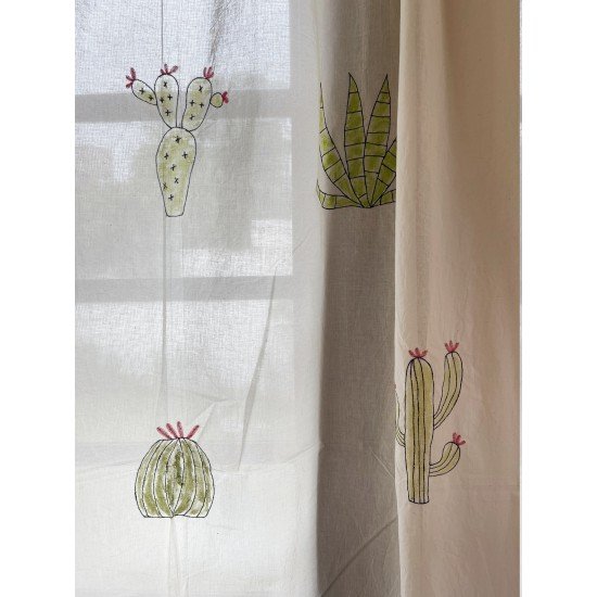Embroidered Cactus Curtain Embroidered Cactus Curtain