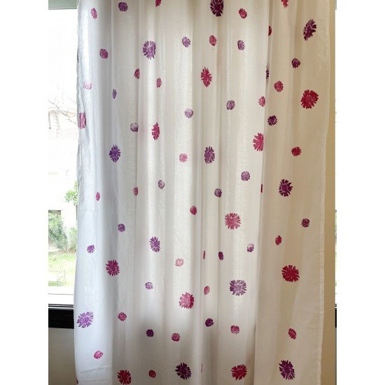 Flowers Block Print Curtain Flowers Block Print Curtain