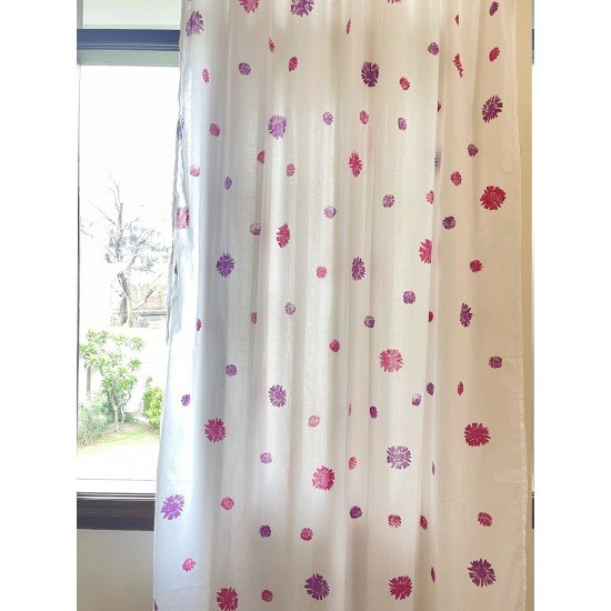 Flowers Block Print Curtain Flowers Block Print Curtain