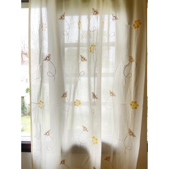 Honey Bee Embroidered Curtain