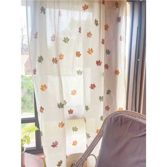 Autumn Maple Leaf Block Printed Curtain