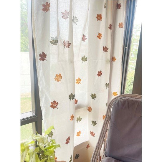Autumn Maple Leaf Block Printed Curtain Autumn Maple Leaf Block Printed Curtain