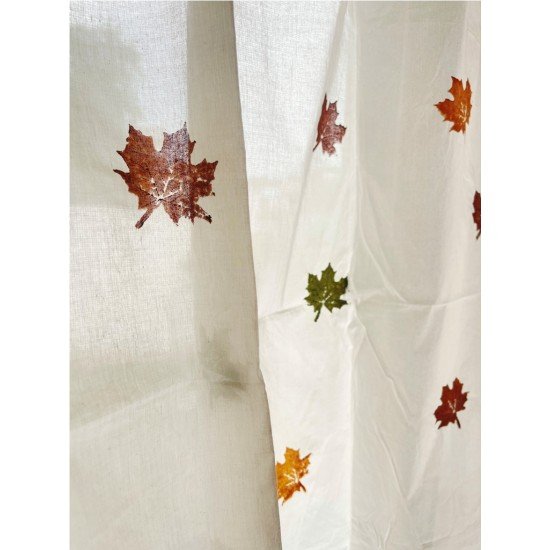 Autumn Maple Leaf Block Printed Curtain