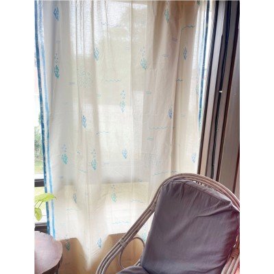 Blue Coral Block Printed Curtain Blue Coral Block Printed Curtain