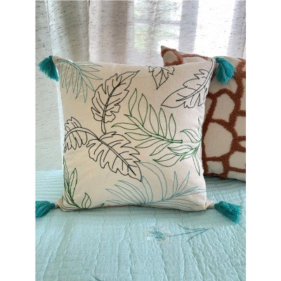 Sage Leaf Embroidered Cushion Sage Leaf Embroidered Cushion