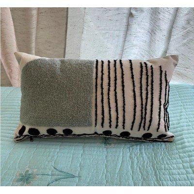 Stripes and Grey Embroidered Cushion Stripes and Grey Embroidered Cushion