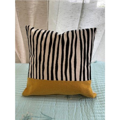 Stripes and Mustard Embroidered Cushion Stripes and Mustard Embroidered Cushion