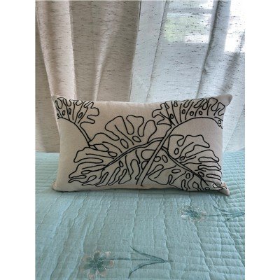 Monsterat Leaf Embroidered Cushion Monsterat Leaf Embroidered Cushion