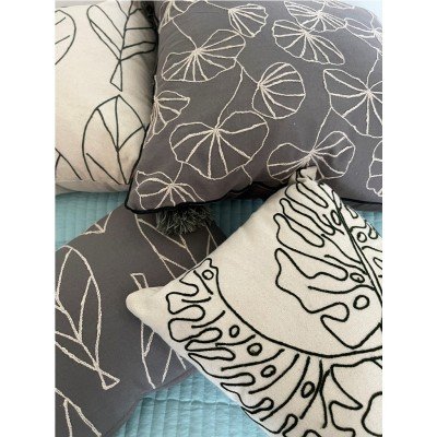 Monsterat Leaf Embroidered Cushion Monsterat Leaf Embroidered Cushion