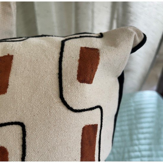 Abstract Terecotta Embroidered Cushion