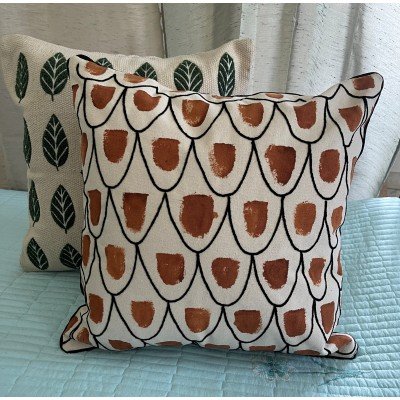 Terecotta Scales Embroidered Cushion Terecotta Scales Embroidered Cushion