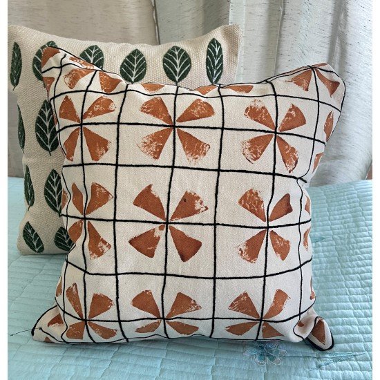 Terecotta leaves Embroidered Cushion