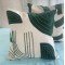 Abstract Green Leaves Embroidered Cushion