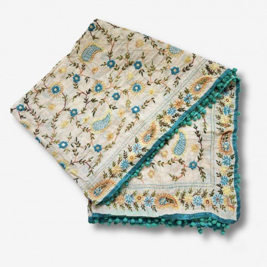 Blue Embroidered Phulkari Scarf Blue Embroidered Phulkari Scarf