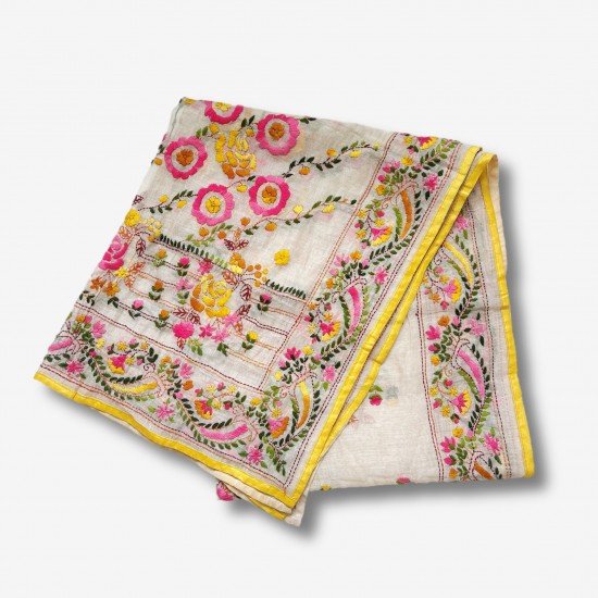 Yellow Embroidered Phulkari Scarf Yellow Embroidered Phulkari Scarf