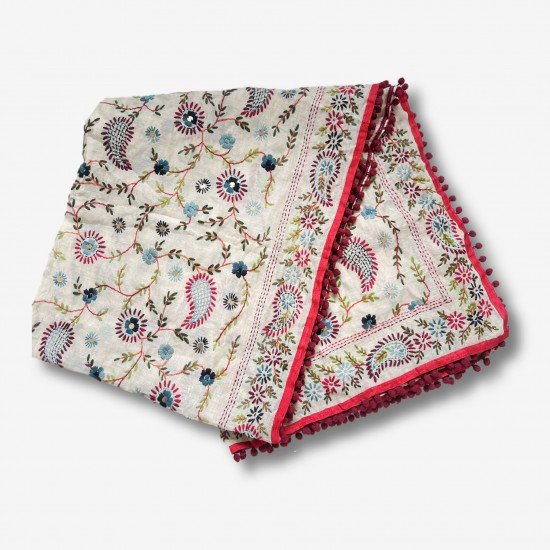 Blue Vine Embroidered Phulkari Scarf Blue Vine Embroidered Phulkari Scarf
