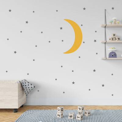 Moon and Stars Wall Decal Moon and Stars Wall Decal