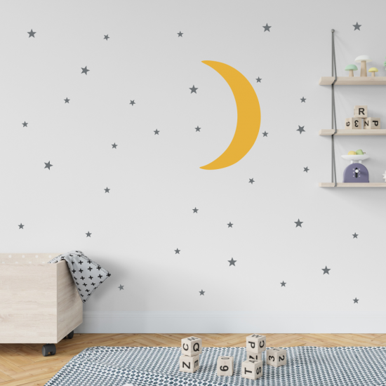 Moon and Stars Wall Decal