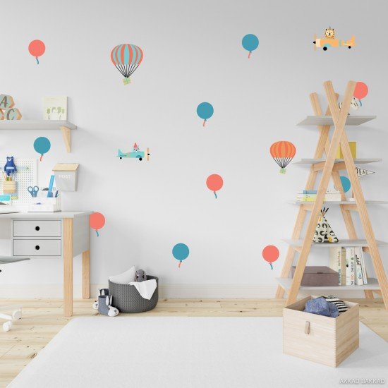 Aeroplane Balloon Wall Decal