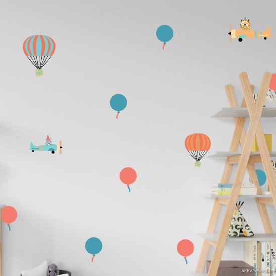 Aeroplane Balloon Wall Decal