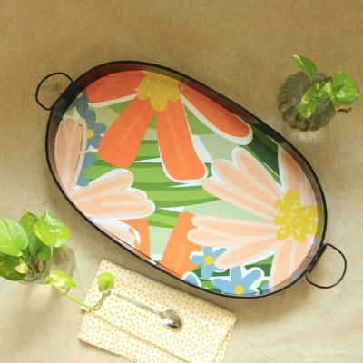 Gerbera Metal Oval Tray