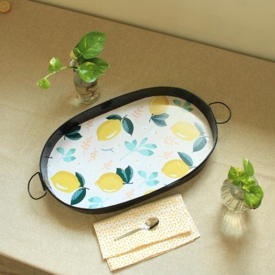 Lemon Metal Oval Tray