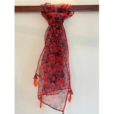 Pink on Black Floral Scarf Pink on Black Floral Scarf