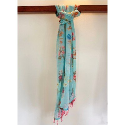 Flowers on Blue Scarf Flowers on Blue Scarf