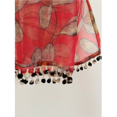 Flowers on Terecotta Scarf Flowers on Terecotta Scarf
