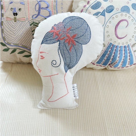 Princess Bun Embroidered Shaped Cushion