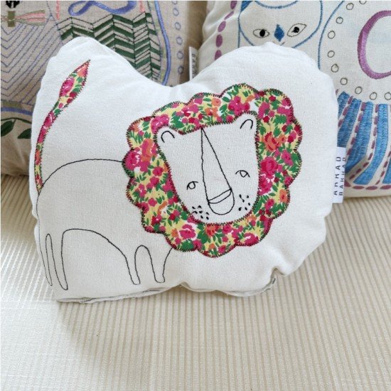 Applique lion Embroidered Shaped Cushion