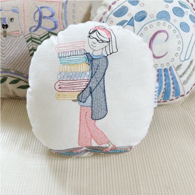 Nerdy Girl Embroidered Shaped Cushion Nerdy Girl Embroidered Shaped Cushion