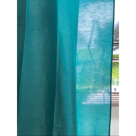 Solid Blue Art silk Curtain