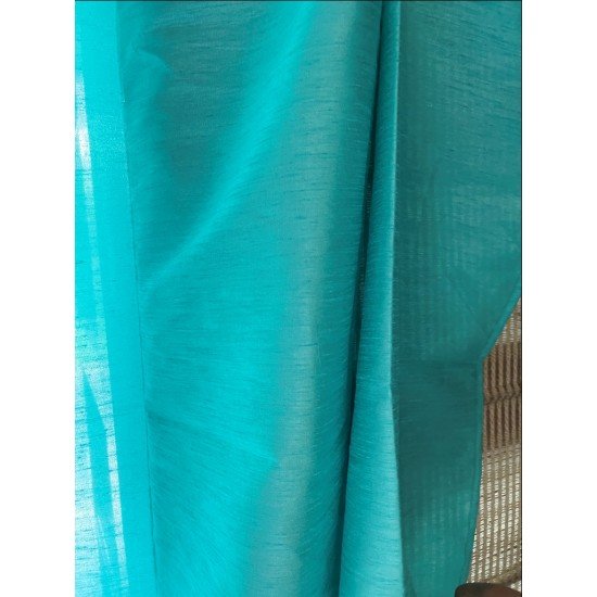 Solid Blue Art silk Curtain