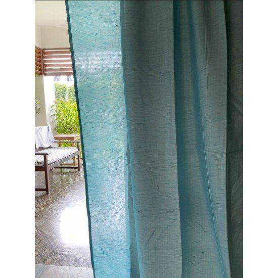 Solid light Blue Art silk Curtain