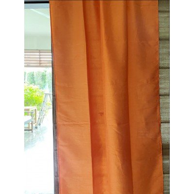 Solid Orange Art silk Curtain Solid Orange Art silk Curtain