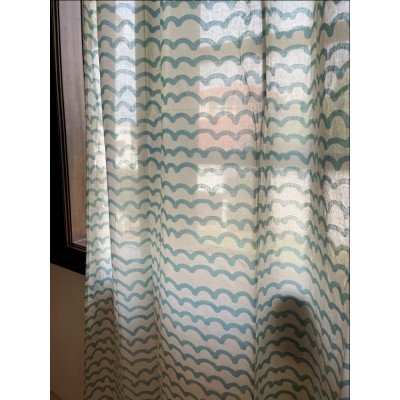 Blue Waves Printed Curtain Blue Waves Printed Curtain