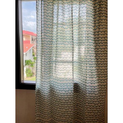 Blue Waves Printed Curtain Blue Waves Printed Curtain