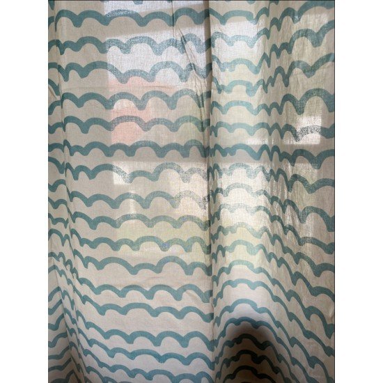 Blue Waves Printed Curtain